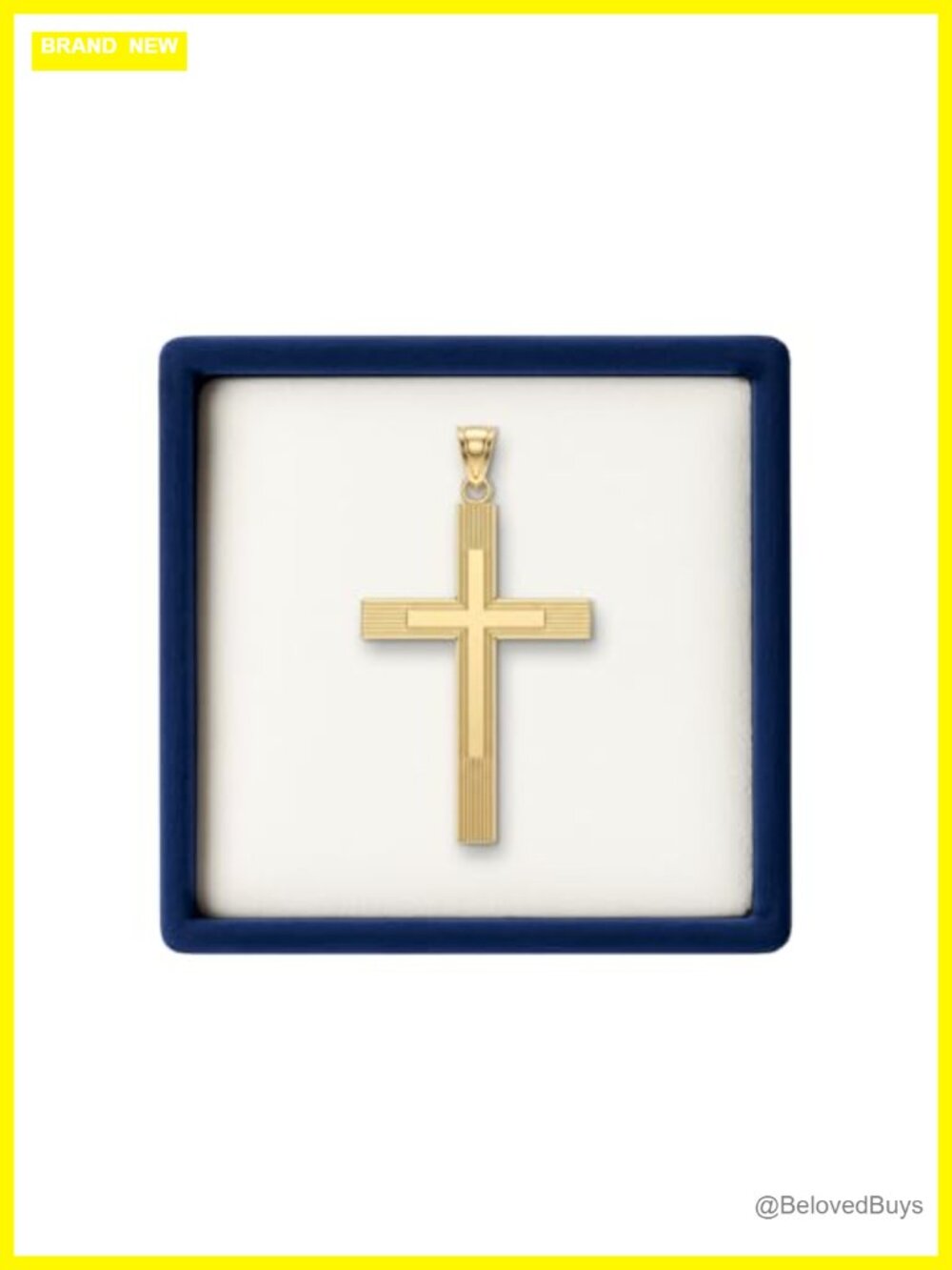 14K Yellow Gold Cross Pendant Necklace Double-Bonded Handcrafted USA